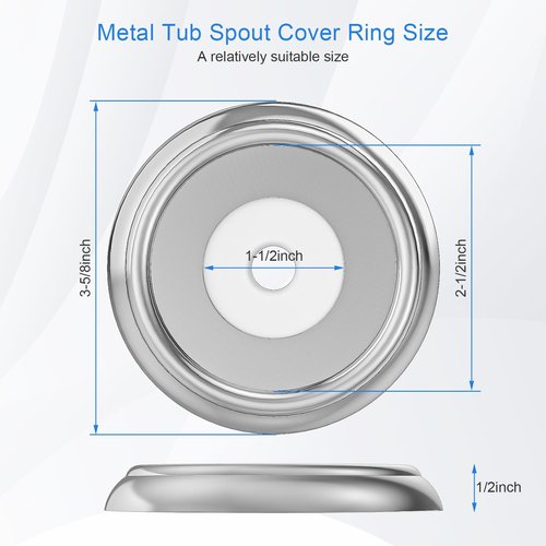 Metal Tub Spout Cover Ring, Stainless Steel Trim Plate for Tub Spout, with 1 Pcs Foam Gasket, 1-1/2 Inch ID and 3-5/8 Inch OD
