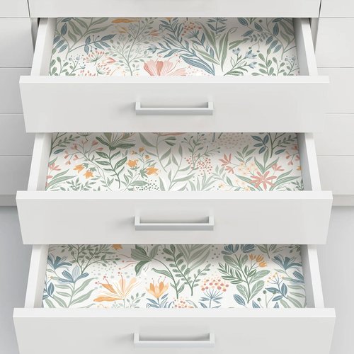 Fititem Floral Peel and Stick Wallpaper Floral Boho Contact Paper Flower Removable Self Adhesive Waterproof Wallpaper for Bathroom Bedroom Nursery Wildflower Botanical Contact Paper 17.3inW 78.7inL