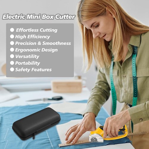 Cordless Electric Scissors, 4V Rechargeable Heavy Duty Rotary Cutter with LED Light & Safety Lock for Cardboard, Fabric, Leather, Carpet, Plastic, Crafting, Sewing, DIY & Industrial Use + Box (Yellow)