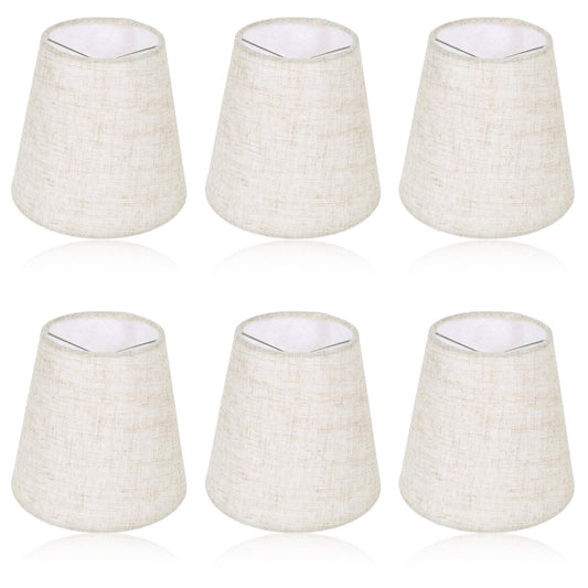 Chandelier Lamp Shades Set of 6, 5 Inch Mini Barrel Lampshades Replacement Small Clip on Linen Lampshade for Table Lamp Wall Sconce Ceiling Light Candelabra Light Bulbs Bottom 5.5''x 3.5''x 5.1''