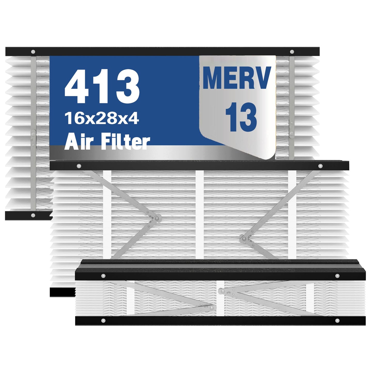 2Pack 413 Replacement Air Filter MERV 13 Compatible with AprilAire Models 1410, 1610, 2410, 2416, 3410, 4400, 16x28x4inch Furnace Filter, 413 Whole House Air Purifiers Replacement Filter