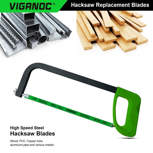 Viganoc 12" Hacksaw Replacement Blades Set, Bi-Metal High Speed Steel Hack Saw Blade Sets - 18T - 24T - 32T HSS Saw Blades, 3 Pack