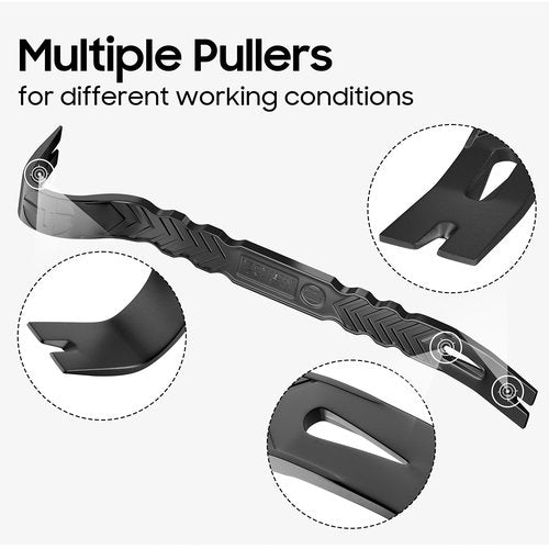 15'' Super Thick Flat Pry Bar Crow Bar Nail Puller, Angled Curved Head Metal Wood Board Tire Nail Removing Tool Wrecking Prying Tool Heavy Duty Car Escape Tool Red