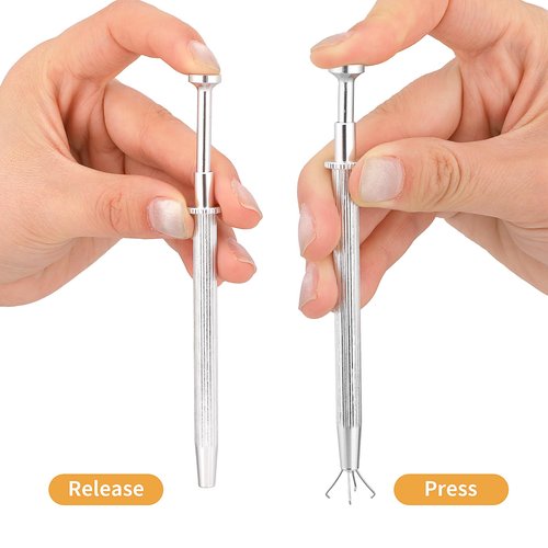 3Pcs Grabber Tool Holder Set Jeweler's Pick Up Sprinkle Pen Jewelry Tweezers 4 Claw Piercing Ball with Prongs Diamond Claw Precision Stainless Steel For Tiny Objects IC Chip Electronic Components