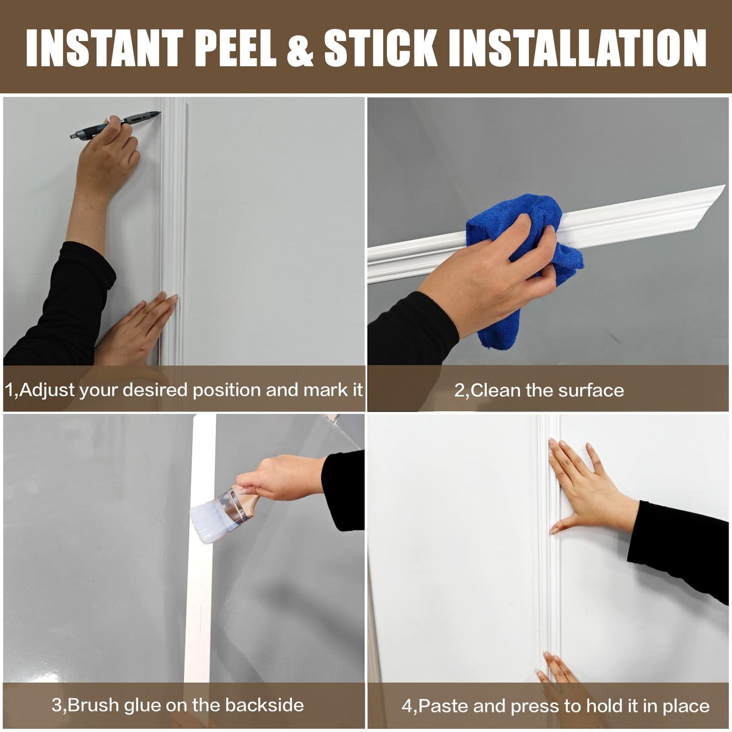 1 Set Peel and Stick Wall Molding Kit - Inner and Outer Layers Style Accent Wall Molding, Ready-to-Assemble Pre Made Wainscoting Wall Panel for Home Décor (Premium Textured Finish)