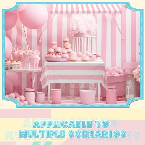 Boao 4 Pcs 3D Awning Wall Decorations Set for Ice Cream Truck Decor and Concession Stand Supplies 2 3D Awning Wall Decoration with 2 Tablecloths for Carnival Theme Party Room Decor(Pink)