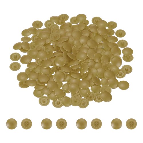 uxcell 200 Pcs Screw Head Covers, 12mm Plastic Screw Caps Plastic Self-Tapping Caps Hole Covers for Phillips Screws Head for Furniture Cabinet Shelf Decoration, Light Brown