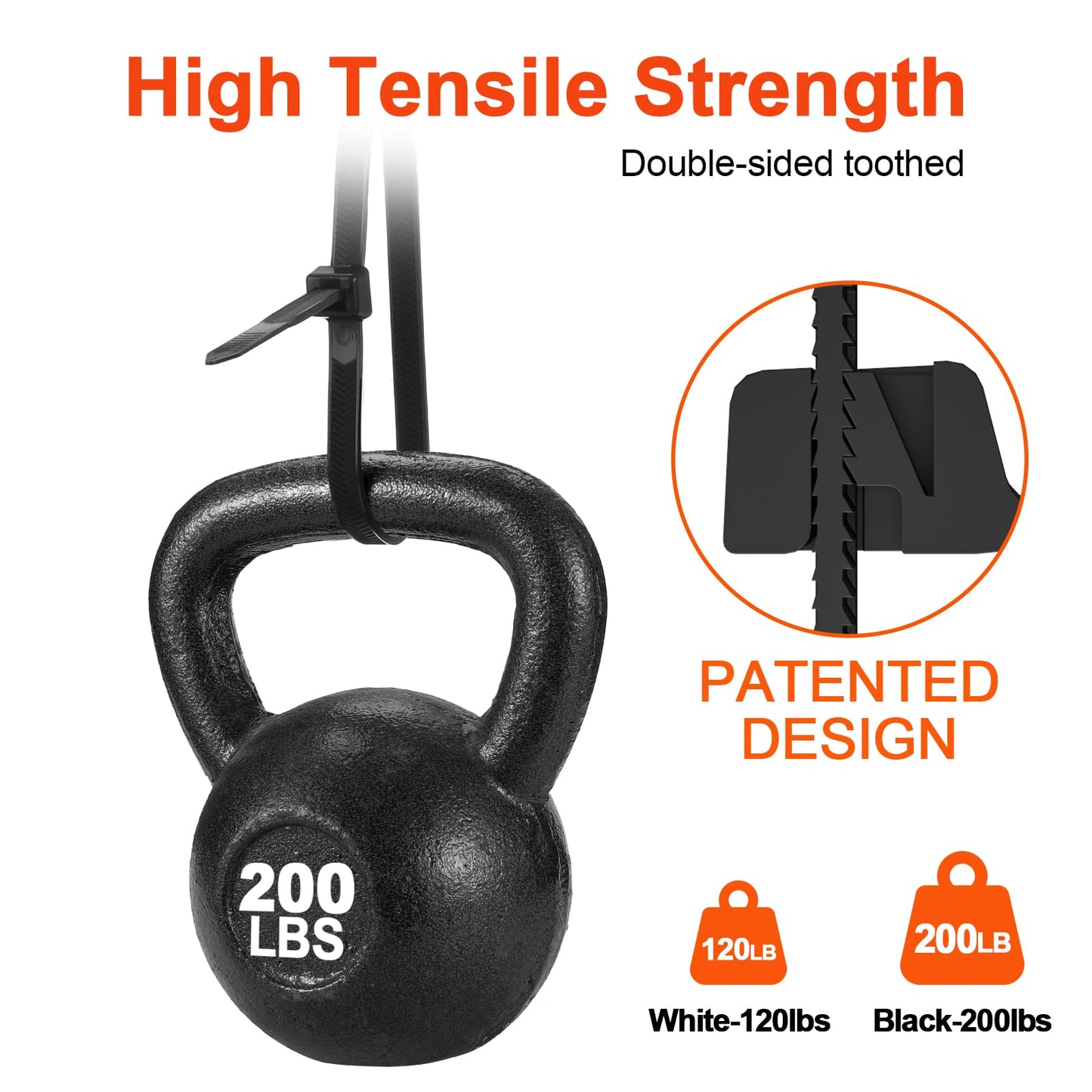 Zip Ties Heavy Duty 12+12 inch,V-Shaped Toothed Double Sided With 200 LBS Tensile Strength Cable Ties ，Extra Large Wire Ties Adjustable Nylon Tie Wraps for Indoor Outdoor Black and White（100 Pack）