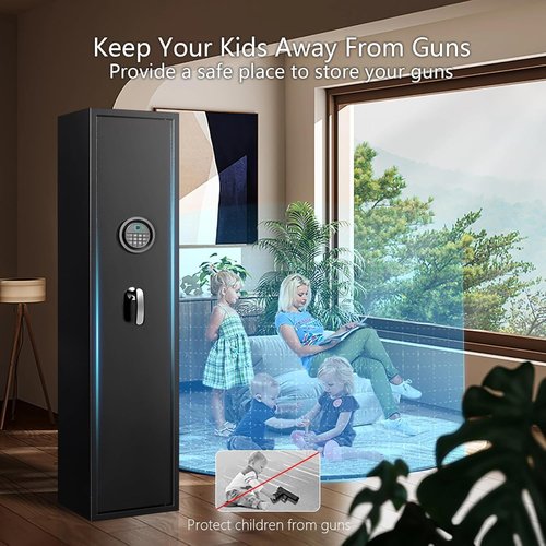 SHICHI 8-12 Gun Safes for Rifles and Pistols, Electronic Rifle Safes for Home, Shotgun Long Gun Cabinets, Large Gun Locker, Dual Alarm & Mute Mode Switching, Quick Access, No Assembly Required