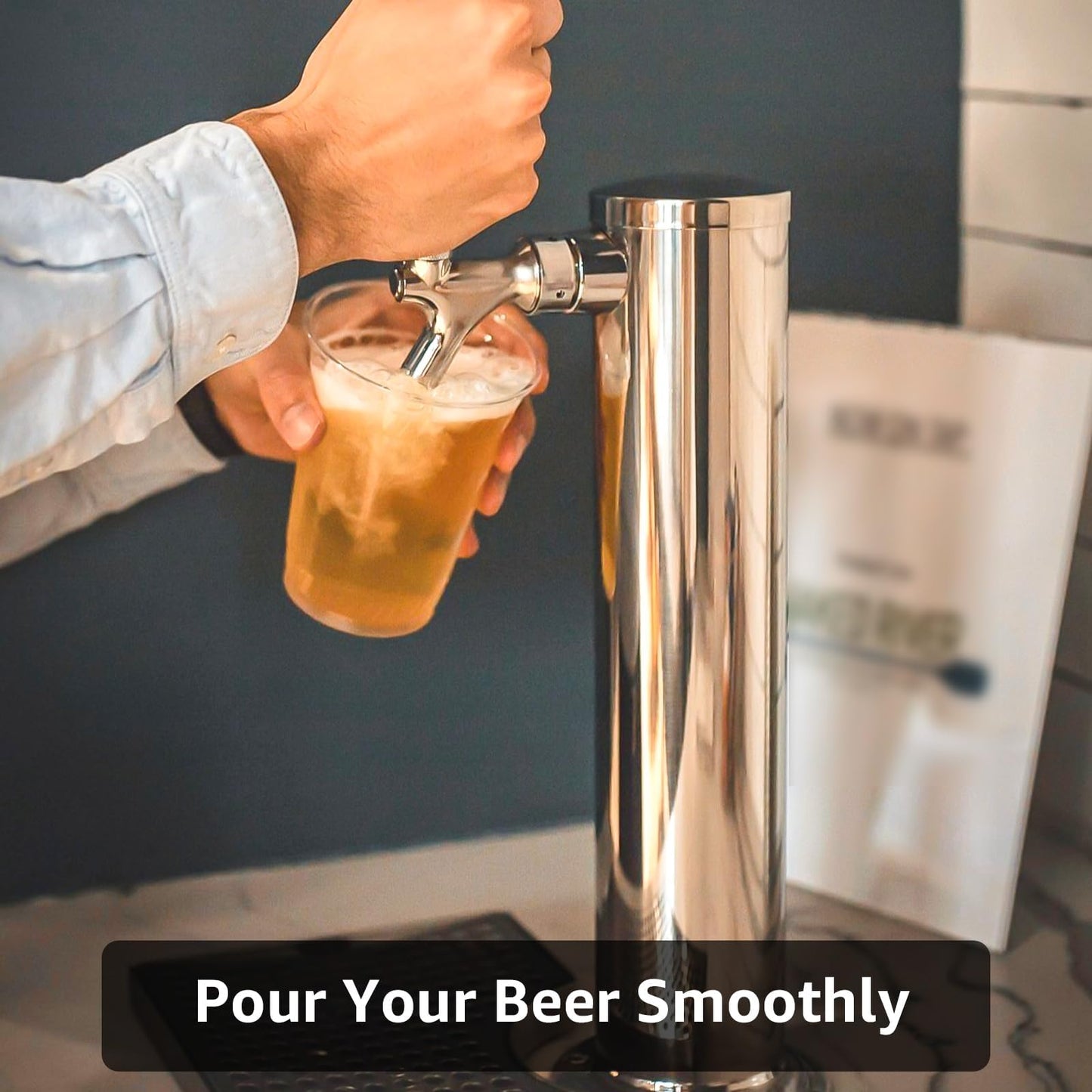 Hilangsan Single Beer Tap Tower Draft Beer Tower Kegerator Tower Stainless Steel Keg Tower Kegerator Parts Kegerator Kit Stainless Core Beer Faucet Pre-assembled Beer Line 3" Beer Tower Dispenser