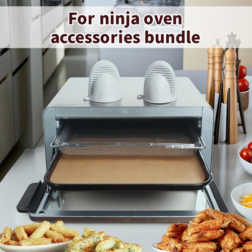 Air Fry Basket Kit Compatible with Ninja sp151 Flip Toaster Oven and Air Fryer,Replacement Air Fryer Basket Accessories and 100pcs Parchment Pape with 1 Pairs Mini Oven Gloves Silicone