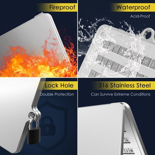 ELLIPAL Crypto Seed Phrase Backup, 316 Stainless Steel Metal Seed Phrase Storage with Lock Hole, 24 Words Backup, Compatible with BIP39 Hardware Wallets, Ledger, Trezor