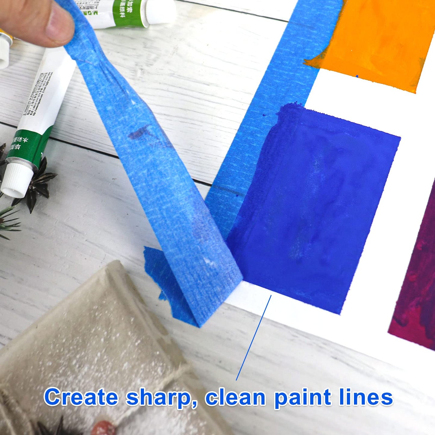 JIALAI HOME 6 Rolls Painters Tape 1 inch Bulk Painter Tape Roll, Blue Masking Tape, Blue Paint Tape 1 Inches x 60 Yards for General Purpose Walls Painting, Automotive