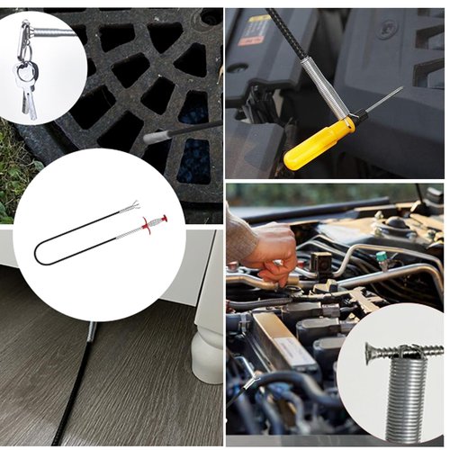SHUOGUO Drain Snake,76 inch Flexible Grabber Claw Pick Up Reacher Tool,Drain Clog Remover - Gutter Cleaning Tools for Home Sink, Bathroom Tub,Drain, Toilet, Tight Spaces