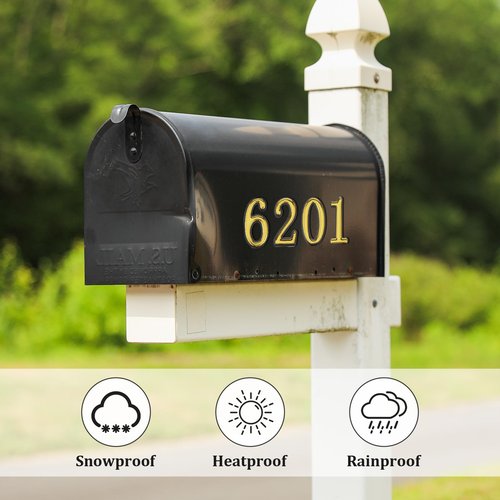 Gold Mail Box Numbers,2 Packs 0-9 3D Reflective Mailbox Numbers For Apartment House Trash Bins Office Hotel Room（2 Inch）