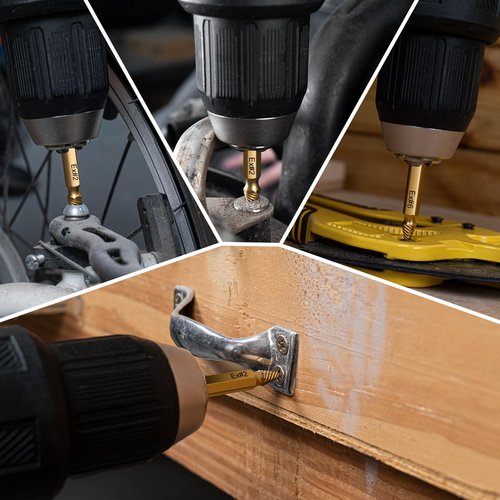 Topec Damaged Screw Extractor Set 8Pcs, HSS 4341 Easy Out Screw Extractor Set, Stripped Screw Extractor for Easy Removal of Stripped, Rusty, Broken Hardware (Gold)
