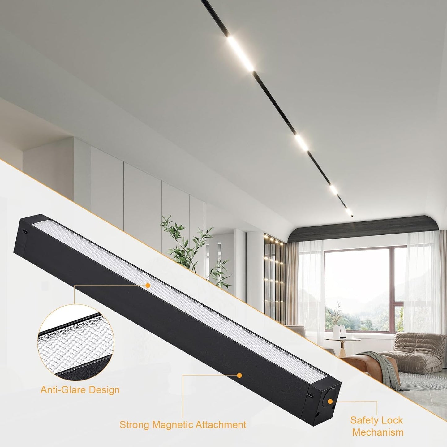 Hengsense Magnetic Floodlight Track Head 4 Pack, 24V 15W LED Lamp for Track Light, Dimmable Linear Floodlight with APP Remote Control, Adjustable CCT 3000K-6000K, ETL Certified Ceiling Lighting