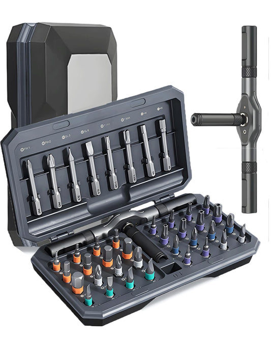 42 in 1 Ratchet Screwdriver Set, Magnetic Screwdriver Set, DIY Multi Bit Magnetic Drive Set with Detachable Ratchet Handle, Portable Compact Repair Tool Kit for Furniture Computer Bicycle, Grey