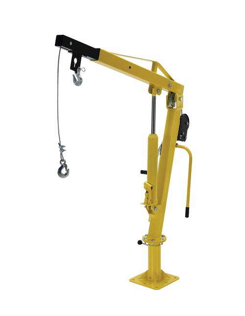Vestil WTJ-2 Winch Operated Truck Jib Crane, Welded Steel, 1000 lbs Retracted Capacity, 56" Overall Height, Yellow