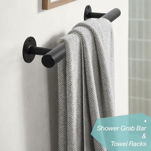 Purife 12'' Black Iron Gate Handles and Pulls Pack of 2, Garage Door Handles, Exterior Cabinet and Closet Gate Pulls