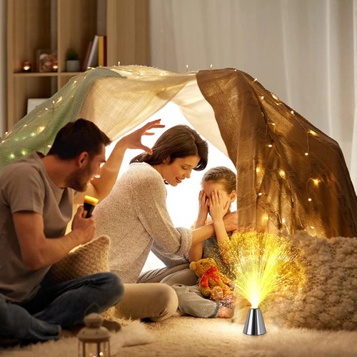 Sensory Fiber Optic Lamp - LED Color Changing with Cone Base - Fiber Optic Lights with Battery Powered - Calming Mood Night Light …