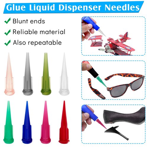 160 Pieces 8 Size Plastic Tapered Pinhead Blunt Syringe Tips Adhesive Dispensing Plastic Glue Tips for Oil or Glue Applicator