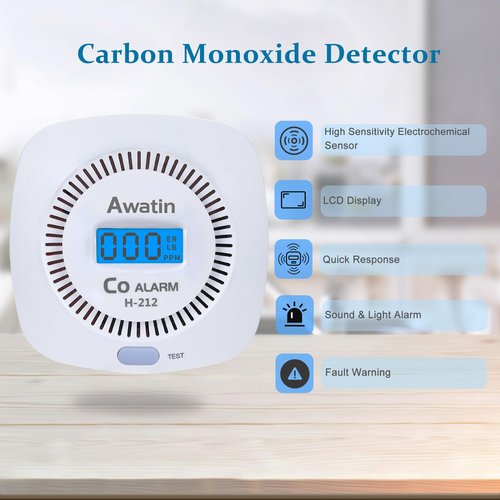 Carbon Monoxide Detectors - Carbon Monoxide Alarm Battery Powered, CO Detectors with Digital Display for Home, Easy to Install (H-212)