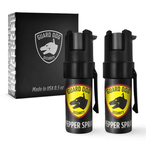 Guard Dog Security Pepper Spray for Self Defense, Collar Clip For Easy Carry & Fast Access, Pepper Spray For Women, Men, OC Spray with UV Dye, Maximum Police Strength, Safety Twist Lock, 16 feet Range