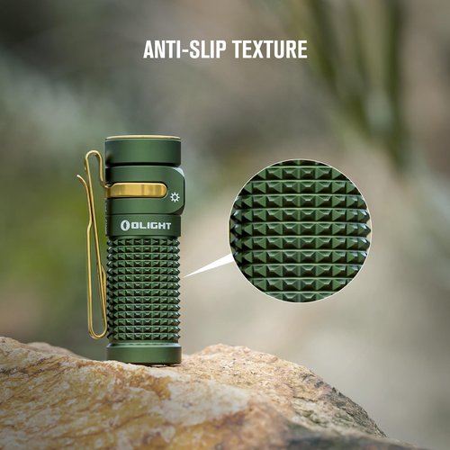 OLIGHT Baton4 Rechargeable EDC Flashlight, LED Pocket Light 1300 Lumens with Magnetic Charging Cable, Powerful Bright IPX8 Waterproof for Home, Camping and Emergencies (OD Green)