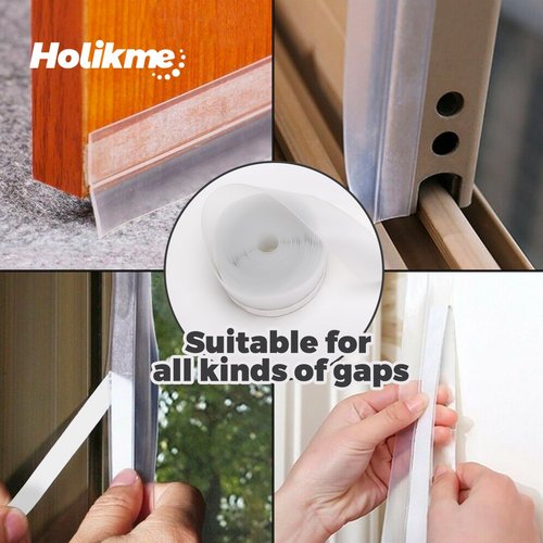 Holikme Door Weather Stripping Door Seal Strip, Sealing Sticker Sealing Tape for Door Draft Stopper Adhesive for Doors, Suitable for Windows, Doors