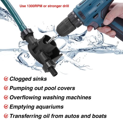 TRUPOW Self-Priming Mini Hand Water Transfer Drill Pump Kit with Water Hose & Oil Hose for Home Water Oil Fluid Transfer