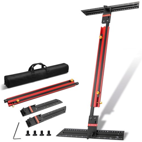 Stair Tread Template Tool - Upgrade Integrated Design Stair Tread Tool, Solid Stair Tread Gauge, Stair Measuring Tool Stair Gauge Jig Stair Template, Adjustable Length Aluminum Alloy Stair Step Tool