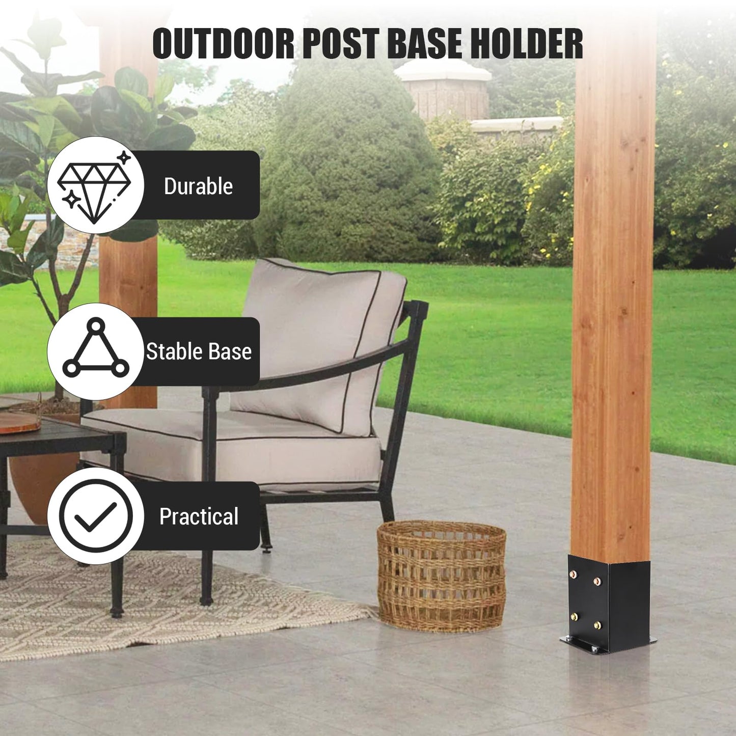 4x4 Metal Post Base,10 Pack 4x4 Post Base for Deck - Heavy Duty Steel Brackets with Hardware Kit | Powder-Coated Rust-Resistant Post Anchors (Fits 3.5"x3.5" Lumber) | Fence, Pergola, Gazebo Mount
