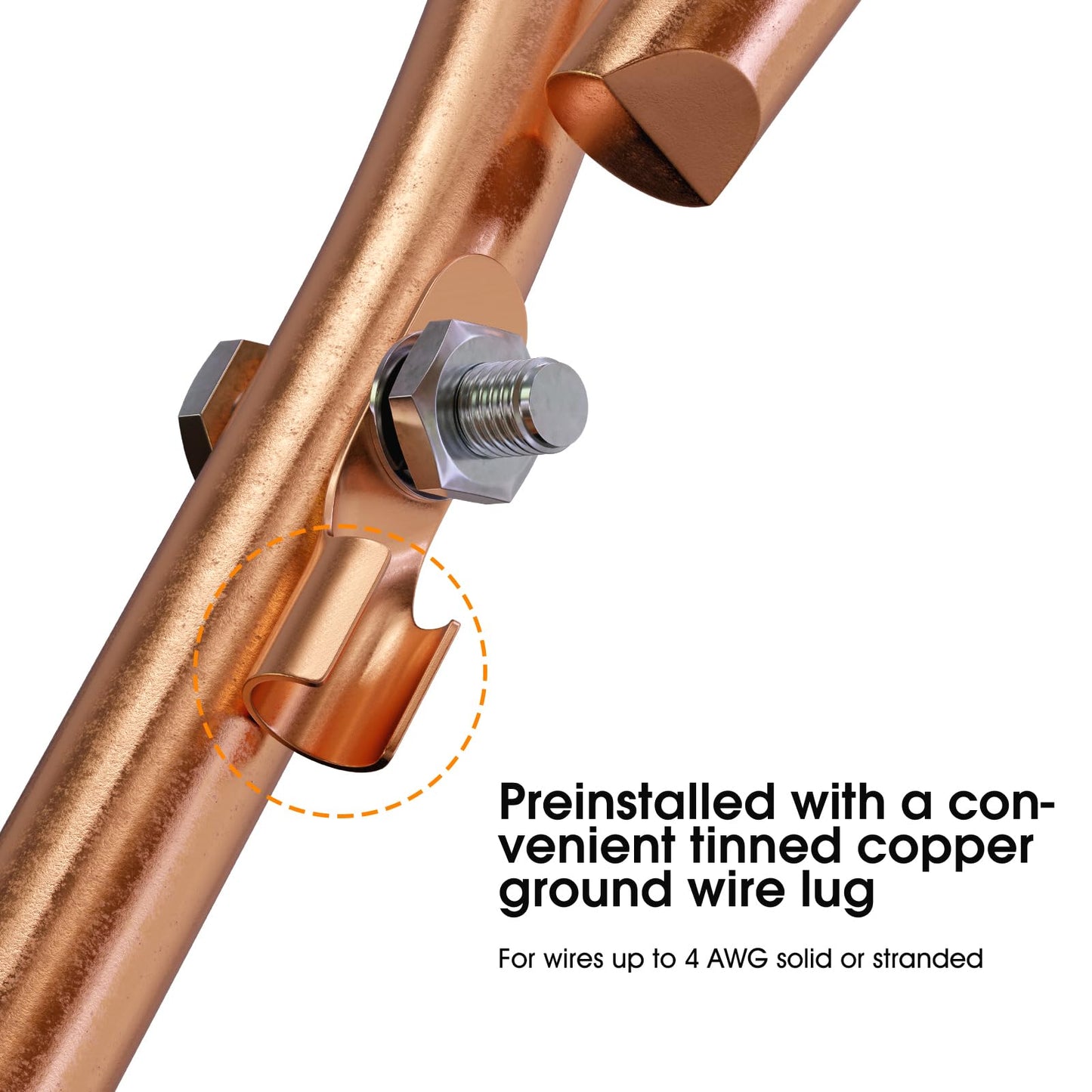 Portable Ground Rod - Copper Electrical Grounding Pin with Ground Wire Lug| Great for Electric Fences,Antennas,Satellite Dishes,Ground Post Pin,Tie Out Stake (Set of 1 Ground Pin)