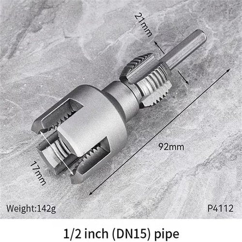Pipe Threading Tool, Dual-Function Pipe Thread Cutting Tool, Electric Drill Compatible PVC & Plastic Pipe Threader Kit for Home Repair(1/2+3/4)