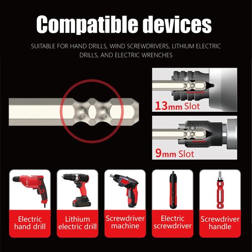 TFNBR Anti Slip Screwdriver Bits, 12-Piece High-Magnetic Screwdriver Drill Bit Set, Magnetic Screwdriver Bit Set for Electric & Impact Drivers, 25 50 65 70 90 150mm Drill Bit Set
