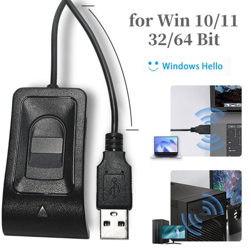 Desktop USB Fingerprint Reader, Computer Fingerprint Key Reader, USB Security Key with Extension Cable for Windows, Auto Calibration Recognition, Password