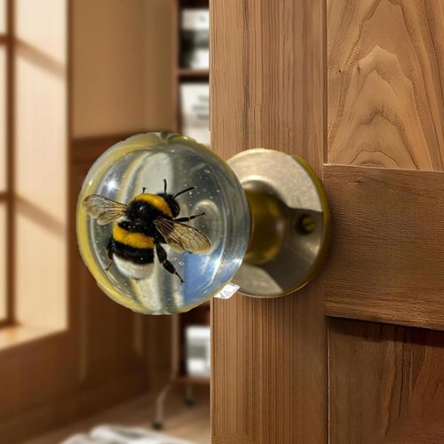 Ribili/Solymall/Naturenest Crystal Knob, Posequiver Unique Decorative Door Handle, Resin Embedded Crafts, Artistic Unique Knobs for Modern/Classic Bedrooms (Bee)