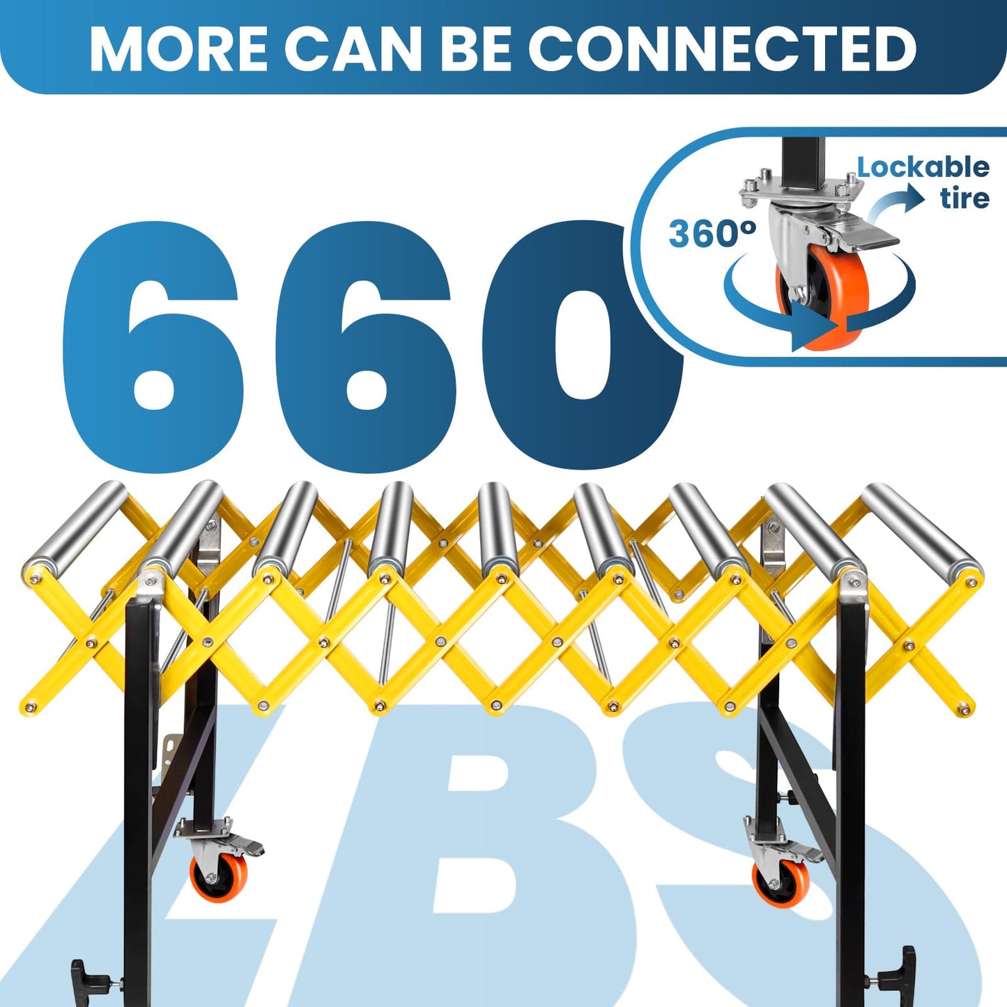 Conveyor Rollers, Heavy-Duty Roller Conveyor Table with 660 LBS Capacity, 50" L x 23.6" W, Extendable Modular Conveyor System for Warehouse, Garage Workshop, Packing Station, Shipping Area