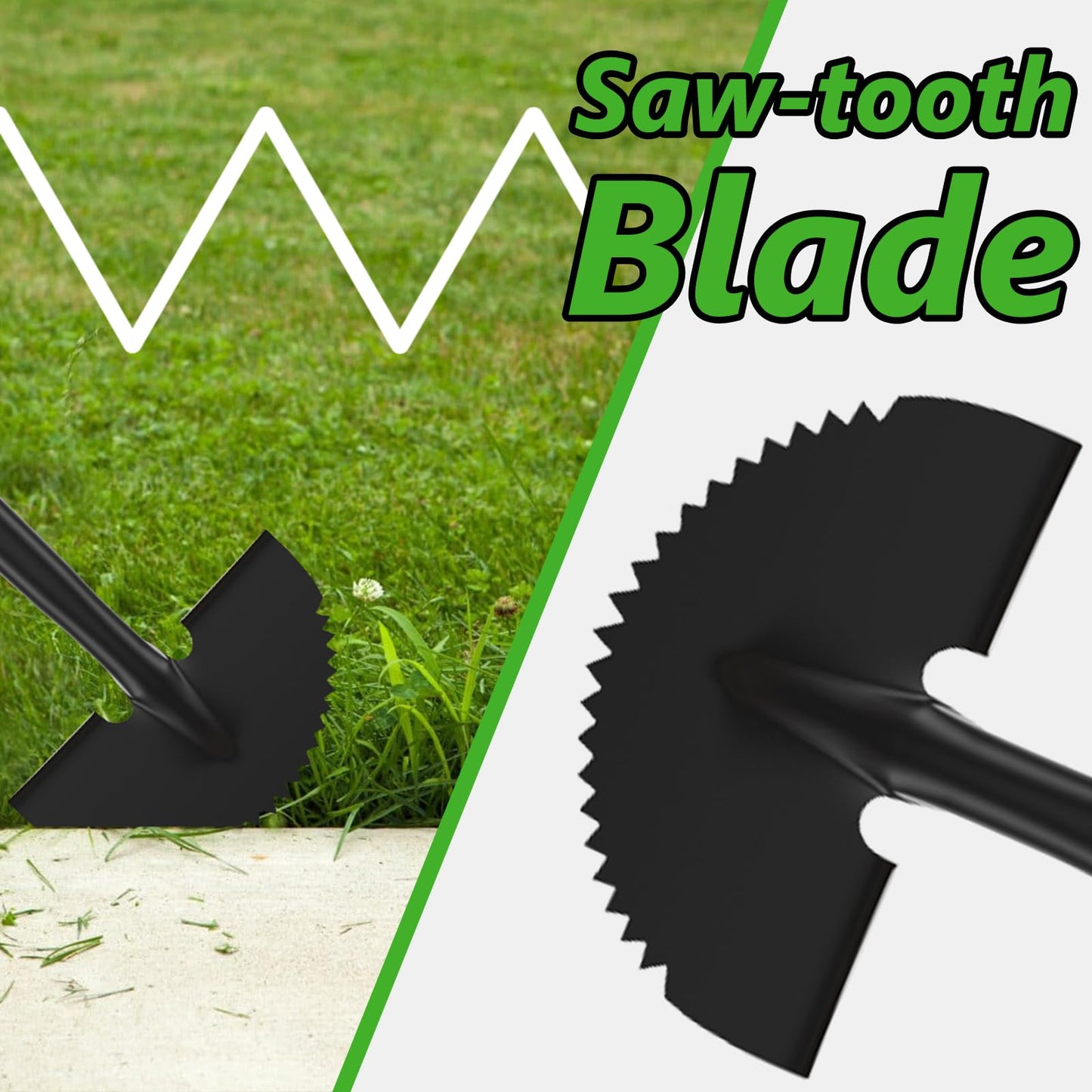 COSITA Edger Lawn Tool, 41-inch Manual Lawn Edger for Grass, Half Moon Hand Edger Tool with D-Grip, Metal Saw Tooth Garden Edger with Long Handle for Sidewalk, Yard