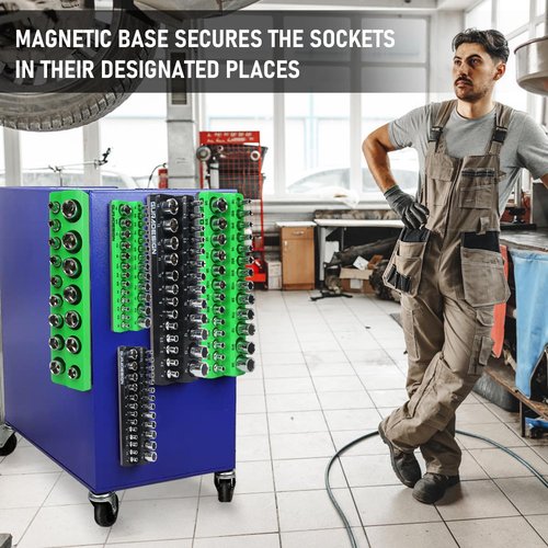 8PCS Magnetic Socket Organizer Set, Magnetic Socket Holder, 1/4", 3/8", 1/2" Socket Holds 171 Pieces Magnetic Socket Trays.
