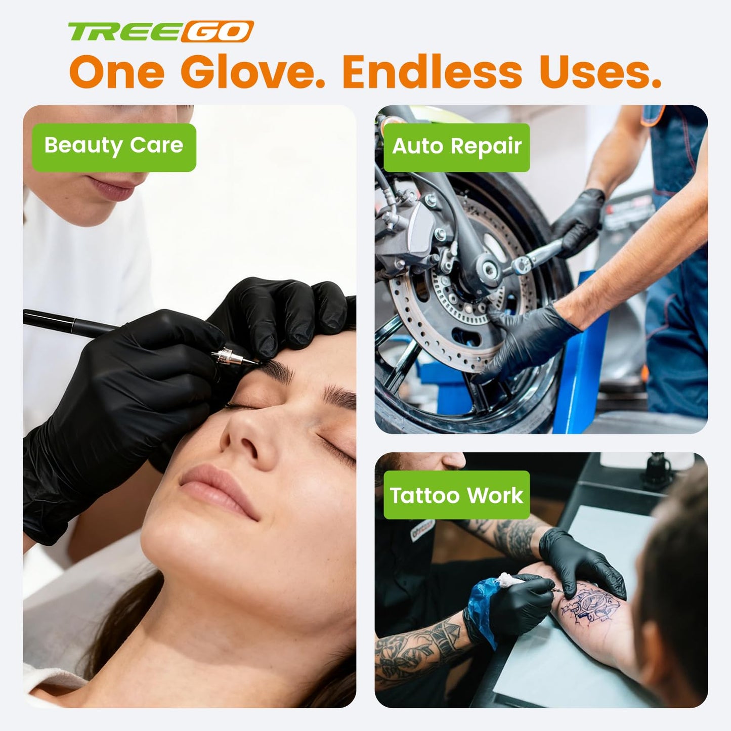 TREEGO 6 Mil Black Nitrile Exam Gloves Small, Heavy Duty Disposable Latex & Powder Free, Chemical Resistant, Textured Grip for Cooking, Mechanic - 100 Count