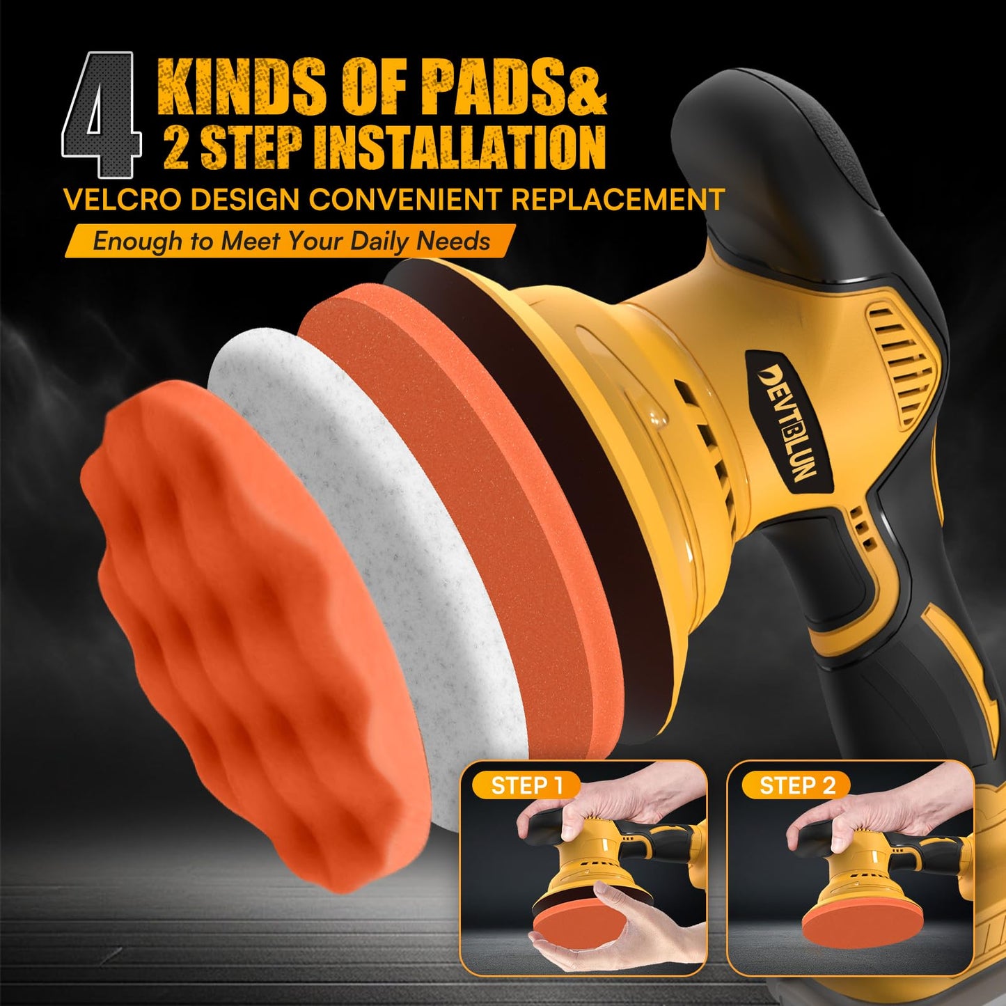 Cordless Car Buffer Polisher Kit for Dewalt 20V Battery(NO Battery),6 In Brushless Dual Action Random Polishing Machine , 6 Variable Speed 5500RPM, Orbital Polisher for Car Detailing,14Pcs Accessories