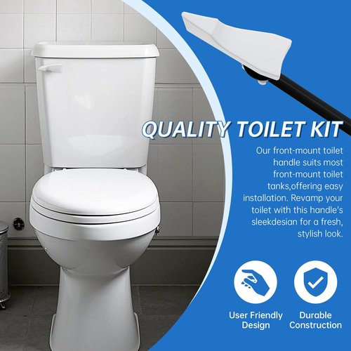 PUNCHAN Toilet Tank Flush Lever Replacement, Black Straight Arm, Durable Front Mount,Toilet Tank Lever Compatible with American Standard