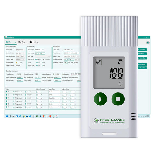 Freshliance USB Temperature Humidity Data Logger, Reuseable Temperature Humidity Recorder with PDF or CSV Report, Digital Refrigerator Thermometer Hygrometer for 35000 Points High Accuracy, TagPlus-TH