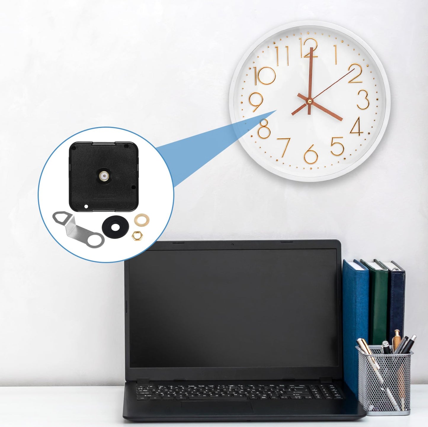 Quartz Clock 12888 Movement Replacement Set, Battery Operated Axis Shaft High Torque Clock Parts Suitable with Thread and Seconds Hand Motor Repair Parts and DIY(Total Shaft Length 14.5mm)