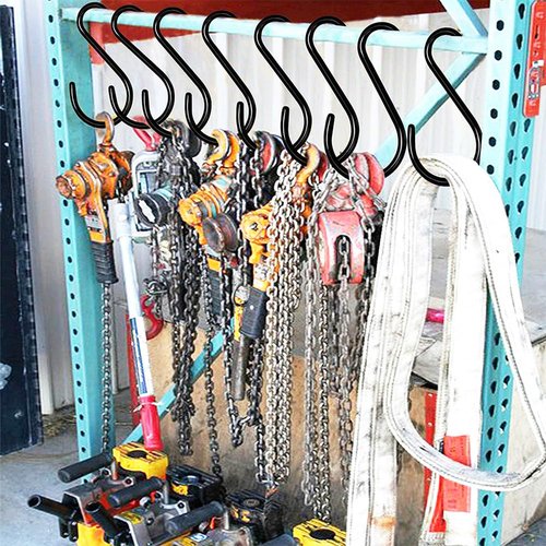 10 PCS S-Type Hook Versatility S-Hooks Garage Hook Heavy Object Hook Practical Clothes Hook for Hanging Plants,Clothes,Jeans,Pot Pan Garden Black