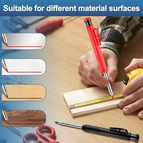 Shmziy Carpenter Mechanical Pencils, Construction Pencils, Deep Hole Woodworking for Marking, Scribering, Drawing (Blue)