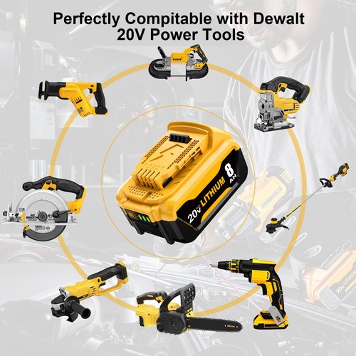 ULATI 4Packs 8.0Ah Replacement for Dewalt 20V Max Battery Compatible with Dewalt 20 Volt XR Max Lithium-ion Battery DCB200 DCB205 DCB206 DCB207 DCB204 DCB201 Series Power Tools (Yellow)