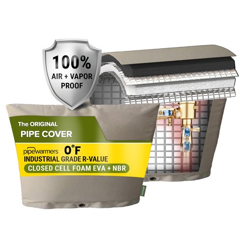 PipeWarmers The Original Pipe Insulation Cover (5˚F) Winter Pipe Insulation (UV-Coated),Pump Cover, Sprinkler Irrigation Valve Cover, Backflow Preventer Freeze Protection (24W X 24H)